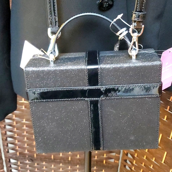 Kate Spade Crossbody Handbag Wrapping Party Gift Box Black Glitter - Picture 14 of 16